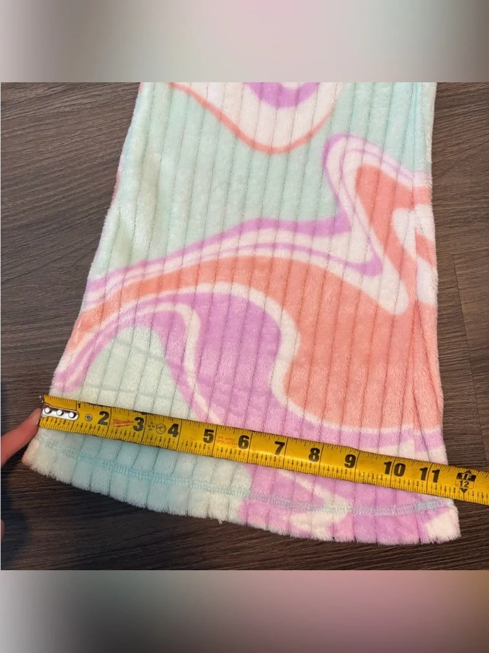 Justice Girls Pastel Swirl Plush Pajama Set - Mint, White, Purple, Peach